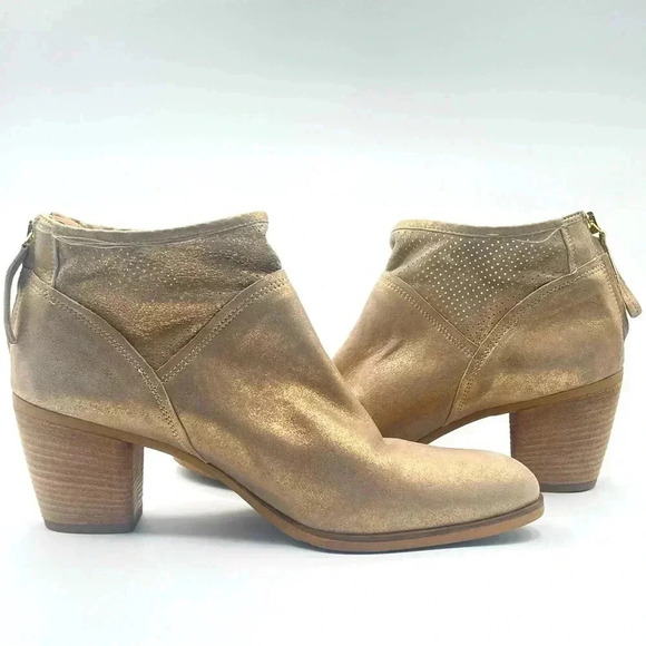 APROPO GOLD ANKLE BOOTS BOOTIES SIZE 41 BLOCK HEELS - Picture 10 of 12